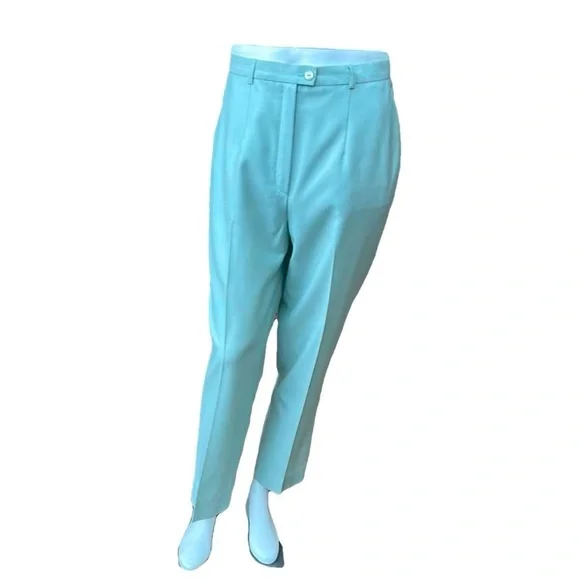 Escada Pants & Jumpsuits | Like New Escada Mint Green Wool Blend Front Pleats Classic Dress Pants Eur. 40 | Color: Green | Size: Eur 40 | Tullehse's